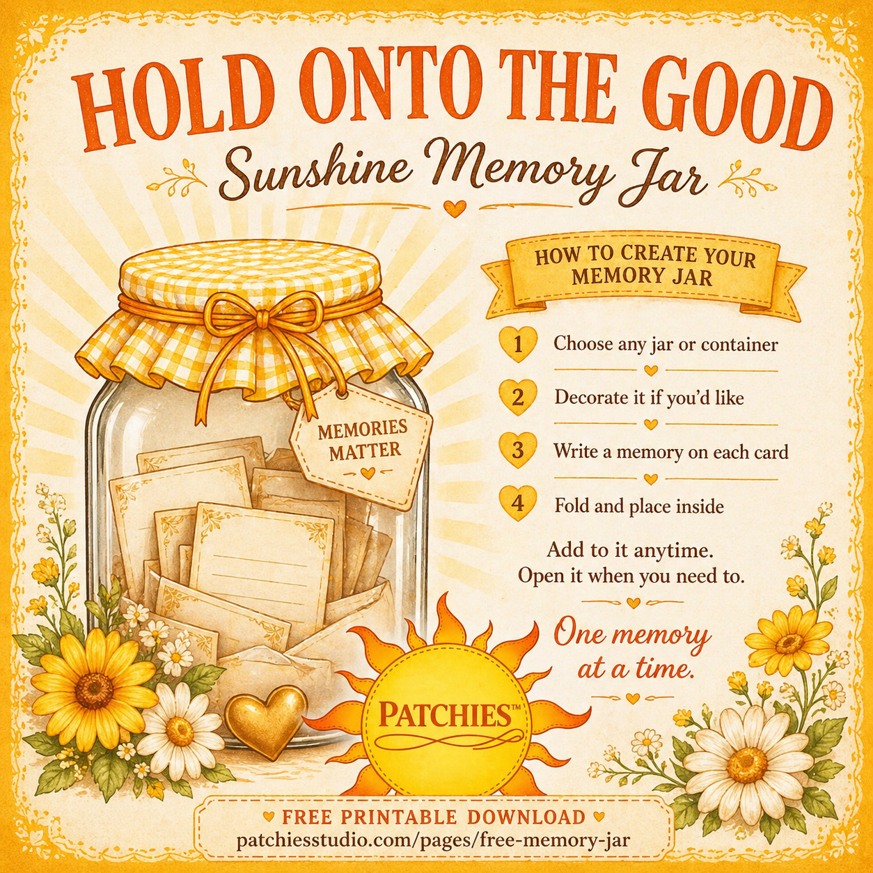 Free Sunshine Memory Jar Printable