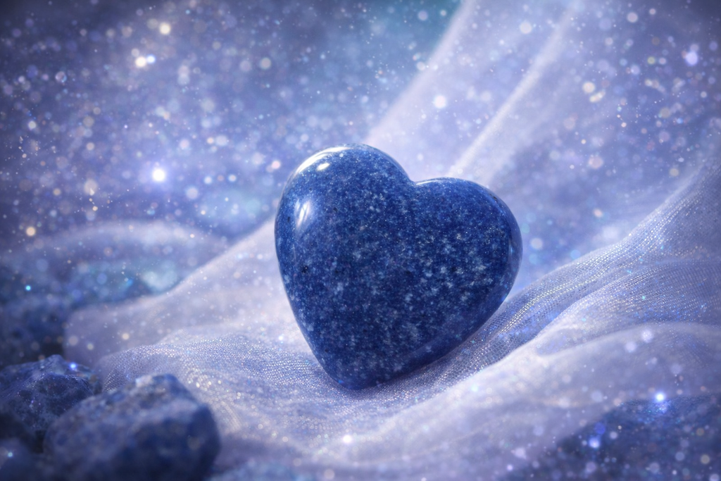 Blue Aventurine Heart Crystal – Pocket Stone / Worry Stone (3–5g) in White Organza Bag | Healing Crystal Gift