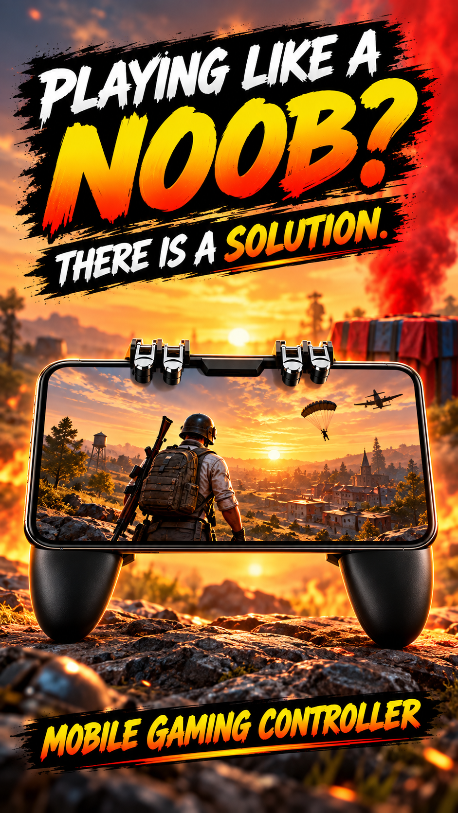4-Trigger Mobile Gaming Controller Grip – No Charging Required