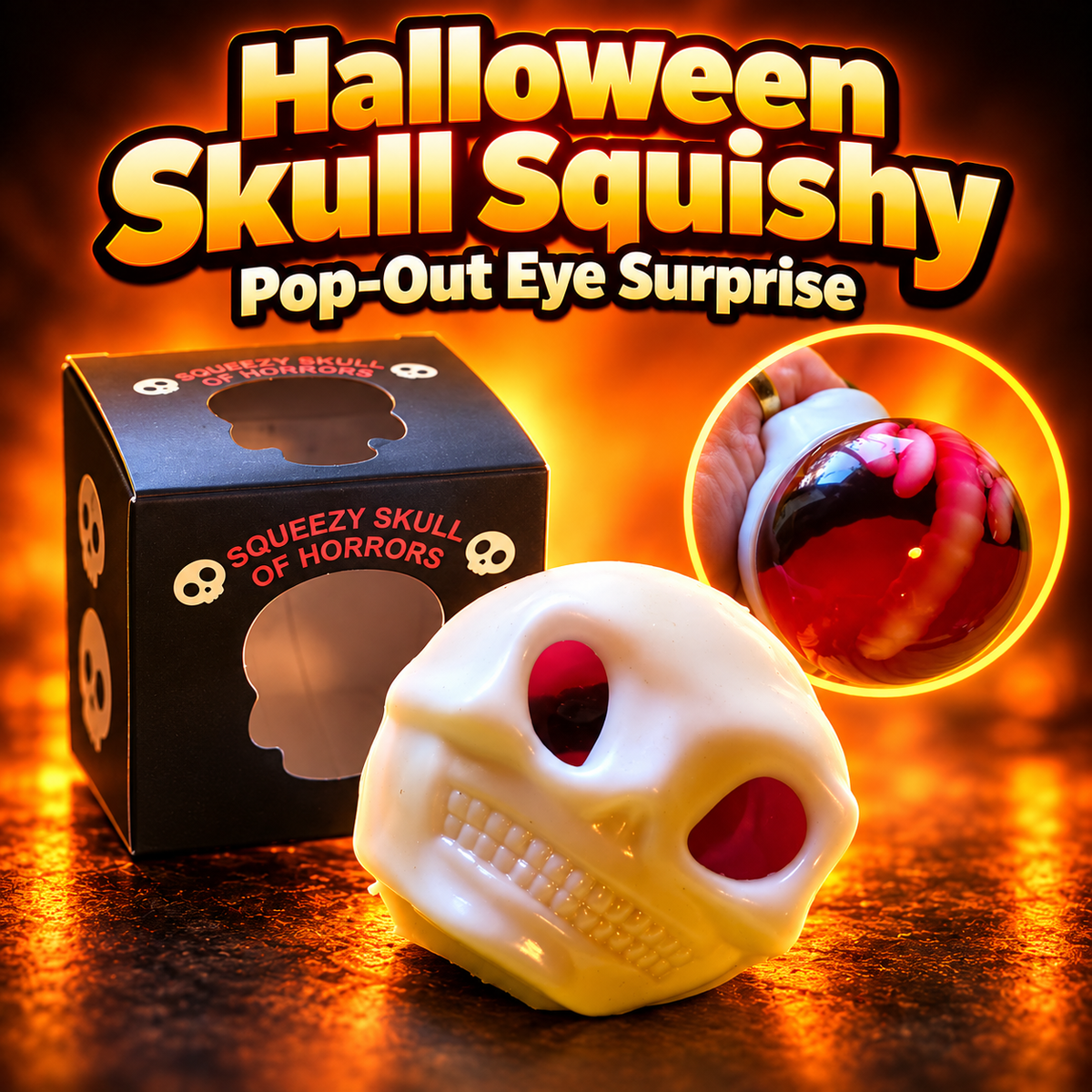 Halloween skull squishy pop out eyes