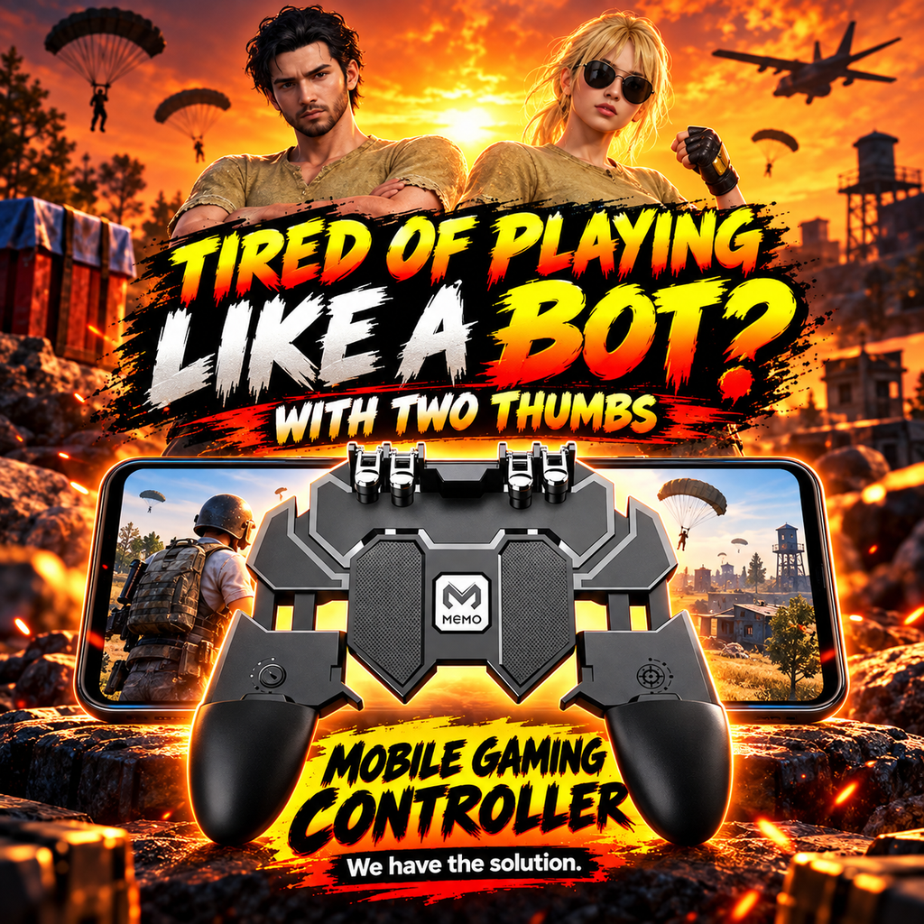 4-Trigger Mobile Gaming Controller Grip – No Charging Required